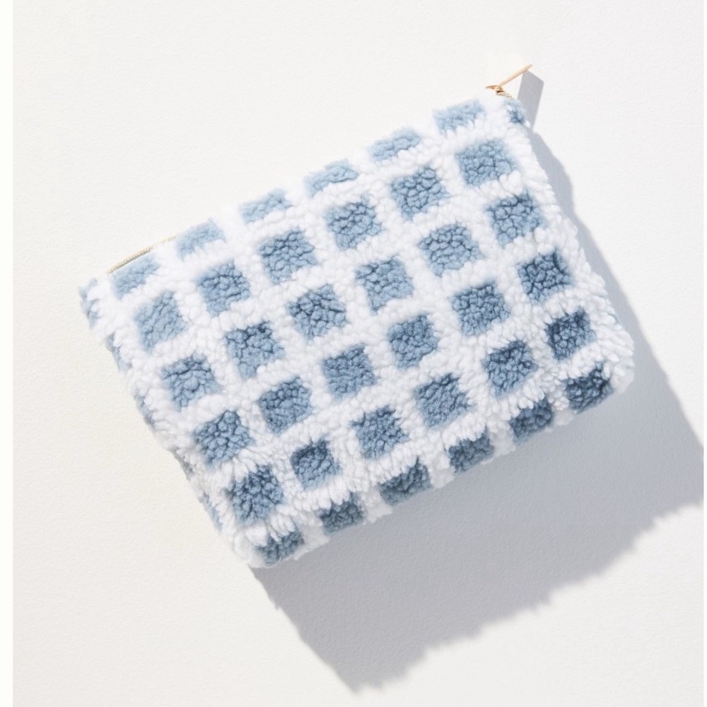 Anthropologie Printed Sherpa Cosmetic Bag (NWOT)